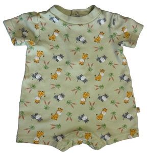 Class Club Baby 3 mo romper 1 piece shorts green giraffes & hippos unisex